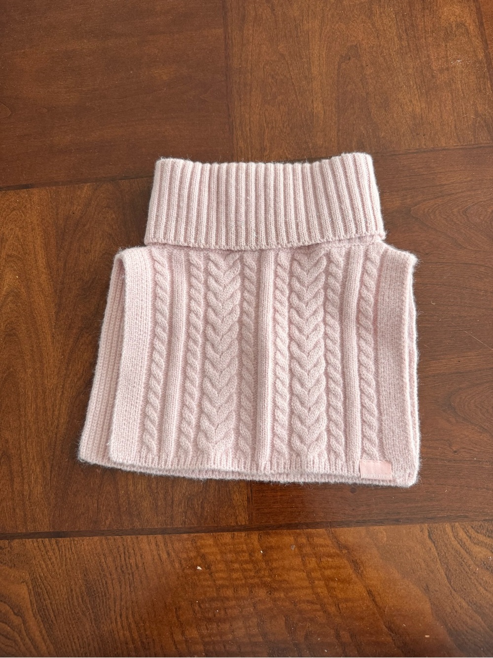 Cable-Knit Pink Kids Neck Warmer Bib
